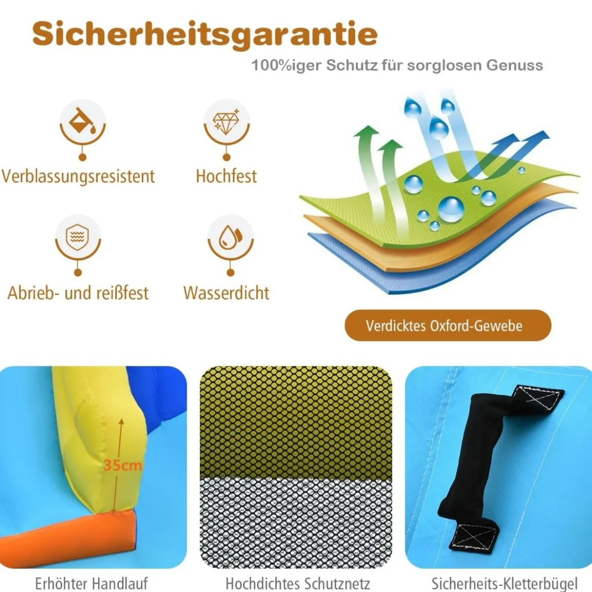 Wasserpark 6-in-1 Hüpfburg mit Gebläse & Wasserdüsen & Rutsche 525 x 373 x 203 cm