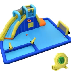 Wasserpark 6-in-1 Hüpfburg mit Gebläse & Wasserdüsen & Rutsche 525 x 373 x 203 cm