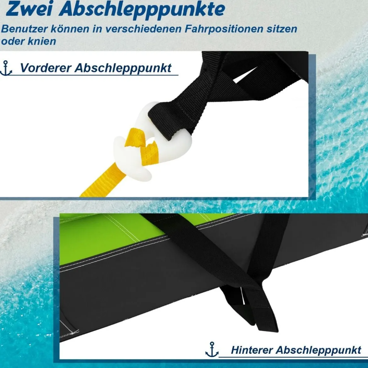 Wassersport-Surffahrzeuge Aufblasbare Wasserplattformen für 2 Personen 163 x 158 x 67 cm Grün