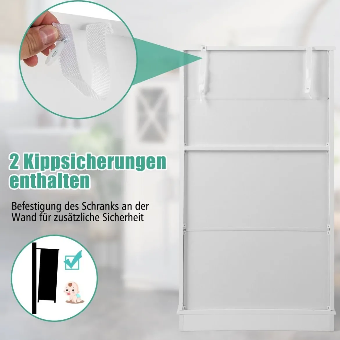 WC-Schrank fürs Badezimmer Wäscheschrank mit Türen 60 x 30 x 108 cm Weiß