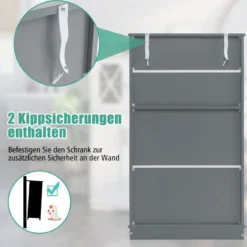 WC-Schrank fürs Badezimmer Wäscheschrank mit Türen 60 x 30 x 108 cm Grau