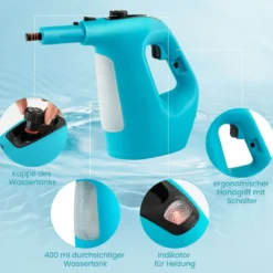 1500W Dampfreiniger mit 400 ML Tank Temperatur bis zu 125℃ Dampfreiniger Handgerät