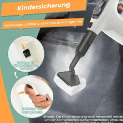 1500W Dampfreiniger mit 400 ML Tank Temperatur bis zu 125℃ Dampfreiniger Handgerät