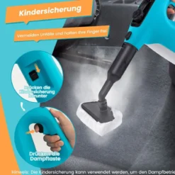 1500W Dampfreiniger mit 400 ML Tank Temperatur bis zu 125℃ Dampfreiniger Handgerät