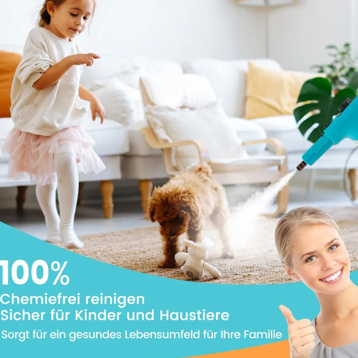 1500W Dampfreiniger mit 400 ML Tank Temperatur bis zu 125℃ Dampfreiniger Handgerät