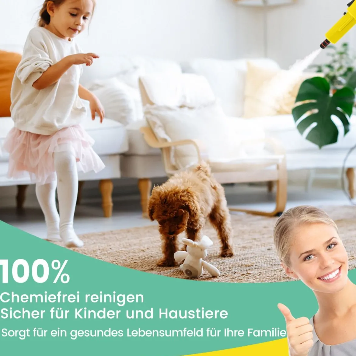 1500W Dampfreiniger mit 400 ML Tank Temperatur bis zu 125℃ Dampfreiniger Handgerät