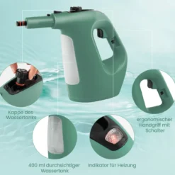 1500W Dampfreiniger mit 400 ML Tank Temperatur bis zu 125℃ Dampfreiniger Handgerät