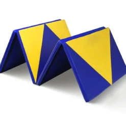 Weichbodenmatte Klappbar Turnmatte Gymnastikmatte Blau und Gelb 300 x 120 x 5 cm