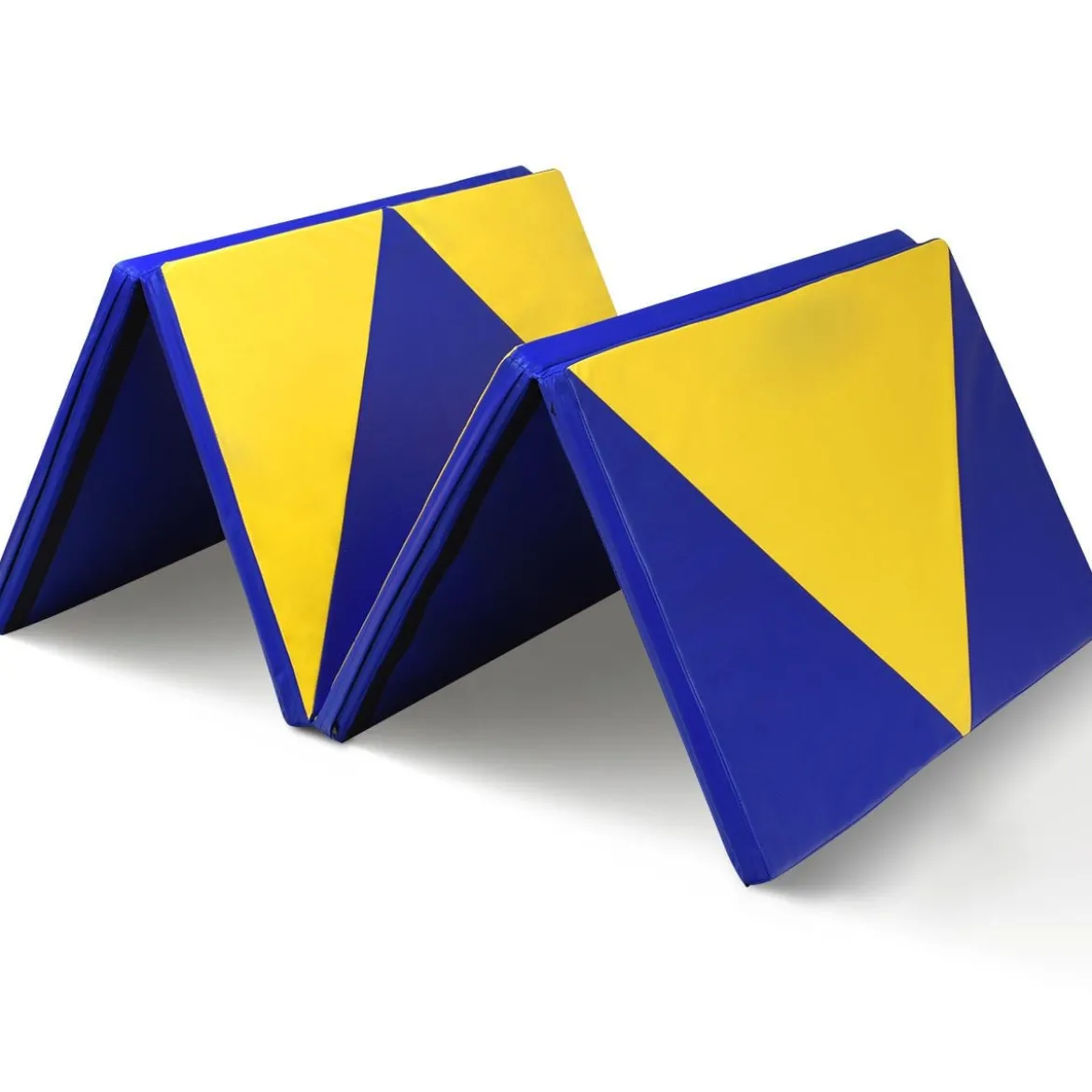 Weichbodenmatte Klappbar Turnmatte Gymnastikmatte Blau und Gelb 300 x 120 x 5 cm