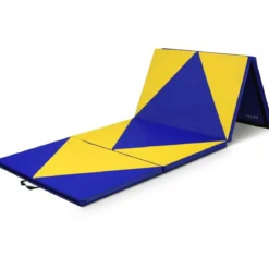 Weichbodenmatte Klappbar Turnmatte Gymnastikmatte Blau und Gelb 300 x 120 x 5 cm
