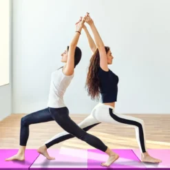 Weichbodenmatte 240 x 120 x 5 cm Yogamatte mit Klettverschluss &2 Tragegriffe Rosa