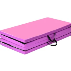 Weichbodenmatte 240 x 120 x 5 cm Yogamatte mit Klettverschluss &2 Tragegriffe Rosa