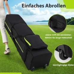 Weiche Golf-Reisetasche mit Rädern & Reißverschluss & Schlüssel Wasserdichte Golf-Reisetasche