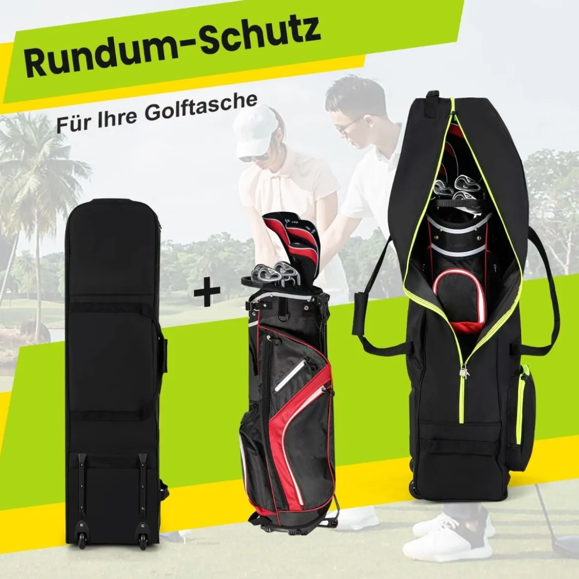 Weiche Golf-Reisetasche mit Rädern & Reißverschluss & Schlüssel Wasserdichte Golf-Reisetasche