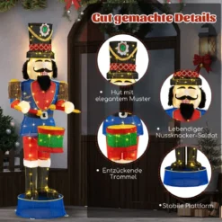 Weihnachten Nussknacker Figur groß beleuchtete Weihnachtsdeko XXL 185 cm