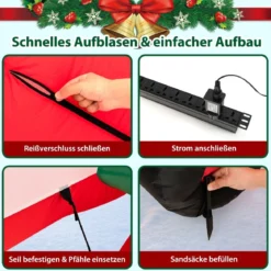 Weihnachtliche aufblasbare Dekoration Weihnachtsmann im Flugzeug 280 x 210 x 150 cm