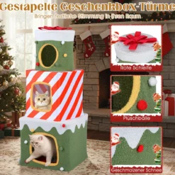 Weihnachtlicher Katzenbaum für Katzen im Innenbereich 120 cm niedliches Klettermöbel