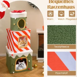 Weihnachtlicher Katzenbaum für Katzen im Innenbereich 120 cm niedliches Klettermöbel
