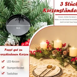 Weihnachtlicher Tischschmuck Festlicher Kandelaber mit 3 Kerzenhaltern 80 x 28 x 20 cm Grün