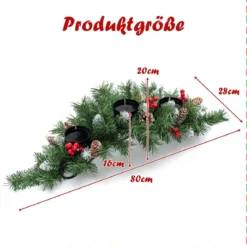Weihnachtlicher Tischschmuck Festlicher Kandelaber mit 3 Kerzenhaltern 80 x 28 x 20 cm Grün