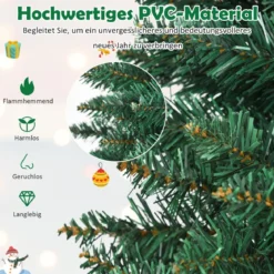 Weihnachtsbaum 210 cm Künstlicher Bleistift-Förmiger Weihnachtsbaum aus PVC Grün
