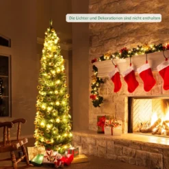 Weihnachtsbaum 210 cm Künstlicher Bleistift-Förmiger Weihnachtsbaum aus PVC Grün