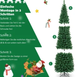 Weihnachtsbaum 210 cm Künstlicher Bleistift-Förmiger Weihnachtsbaum aus PVC Grün