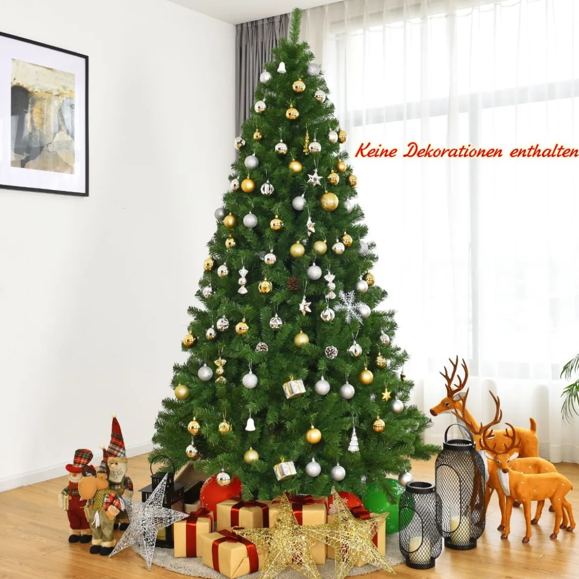 Weihnachtsbaum 225 cm Künstlicher Tannenbaum mit Klappsystem 1346 Spitzen PVC Grün