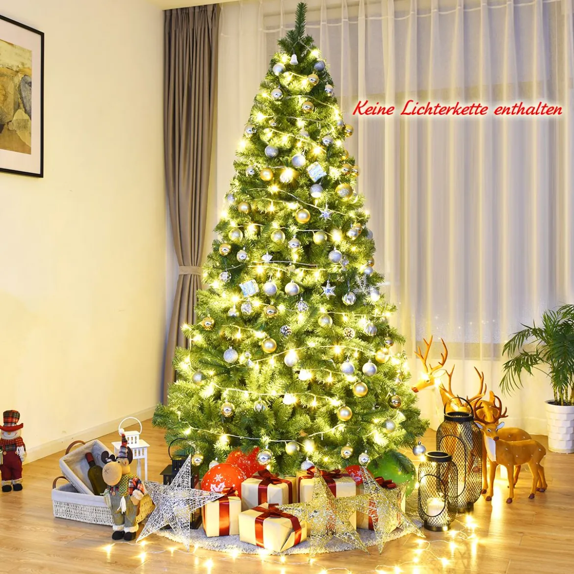 Weihnachtsbaum 225 cm Künstlicher Tannenbaum mit Klappsystem 1346 Spitzen PVC Grün