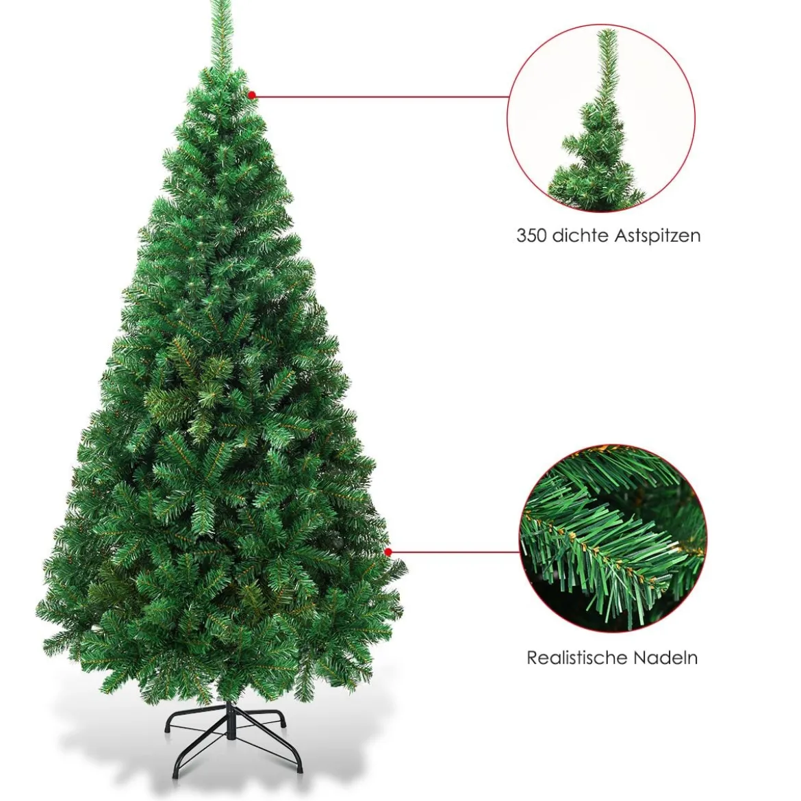 Weihnachtsbaum Künstlicher Tannenbaum Christbaum mit Metallständer 150-240 cm Grün