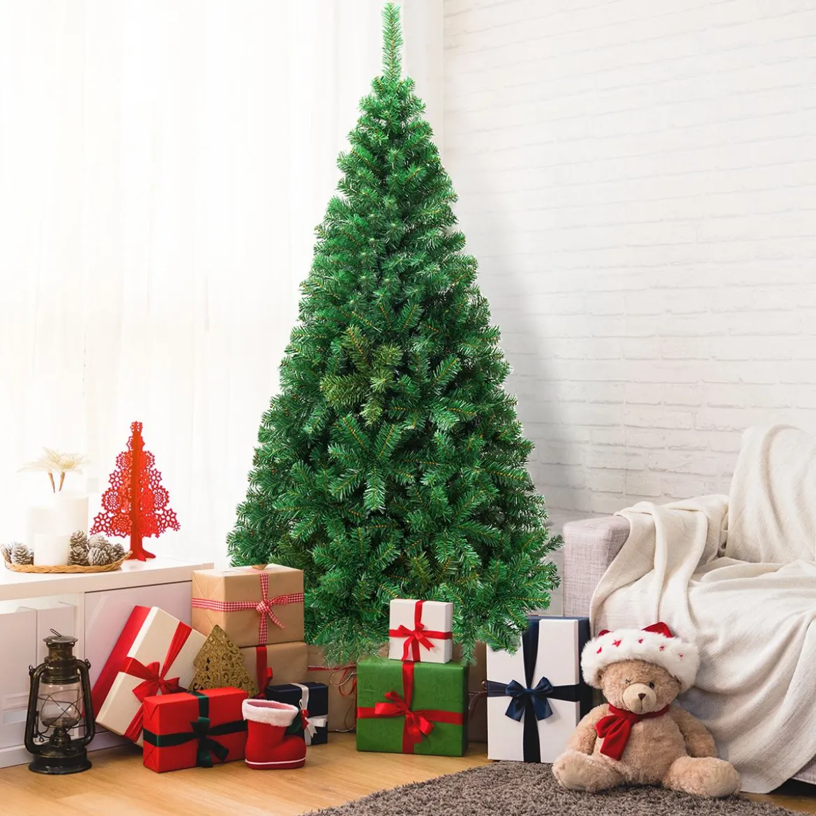Weihnachtsbaum Künstlicher Tannenbaum Christbaum mit Metallständer 150-240 cm Grün