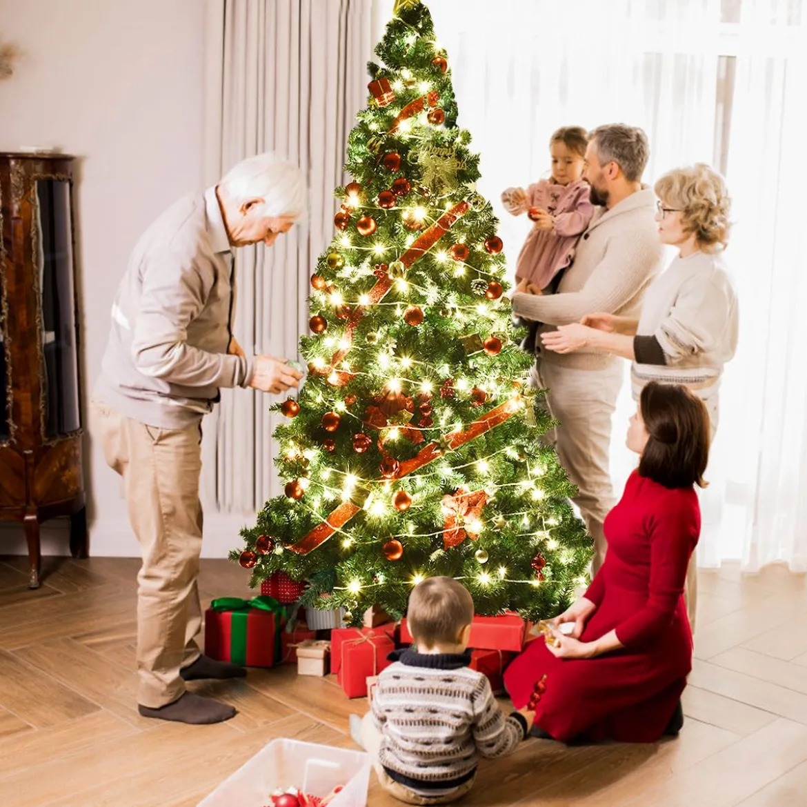 Weihnachtsbaum Künstlicher Tannenbaum Christbaum mit Metallständer 150-240 cm Grün