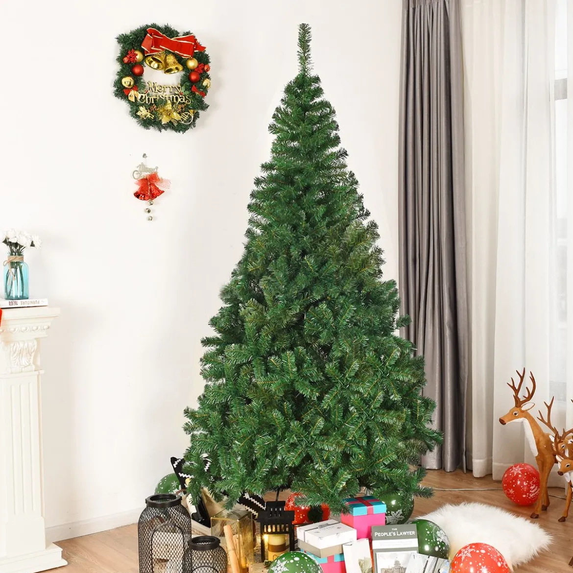 Weihnachtsbaum Künstlicher Tannenbaum Christbaum mit Metallständer 150-240 cm Grün
