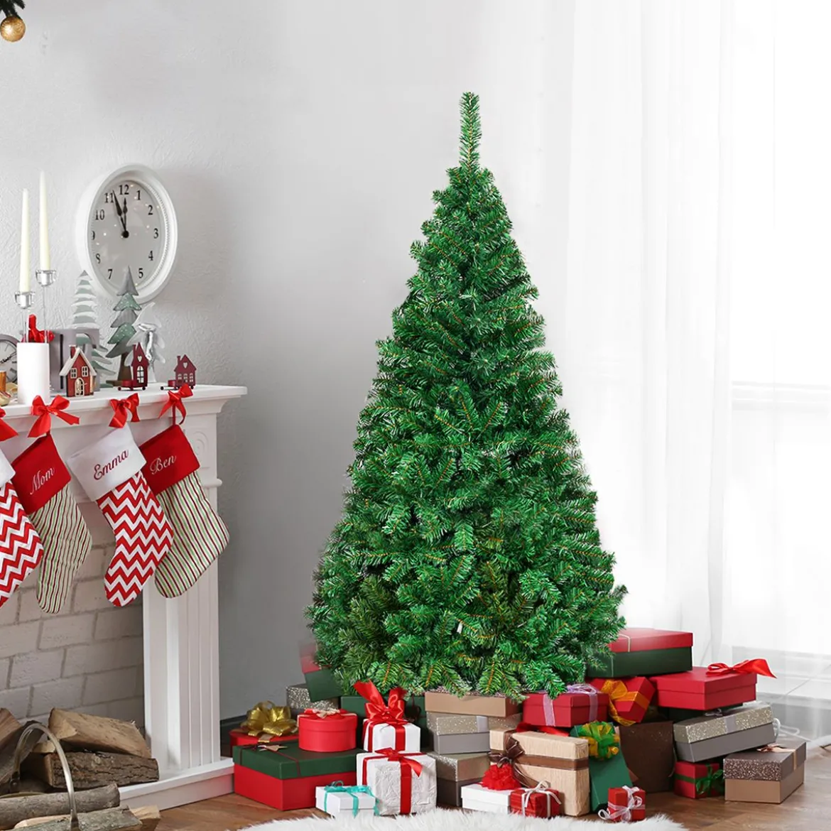 Weihnachtsbaum Künstlicher Tannenbaum Christbaum mit Metallständer 150-240 cm Grün