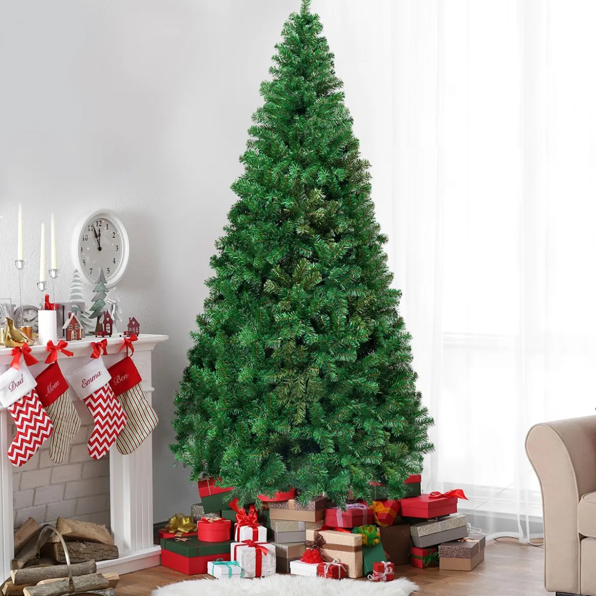Weihnachtsbaum Künstlicher Tannenbaum Christbaum mit Metallständer 150-240 cm Grün