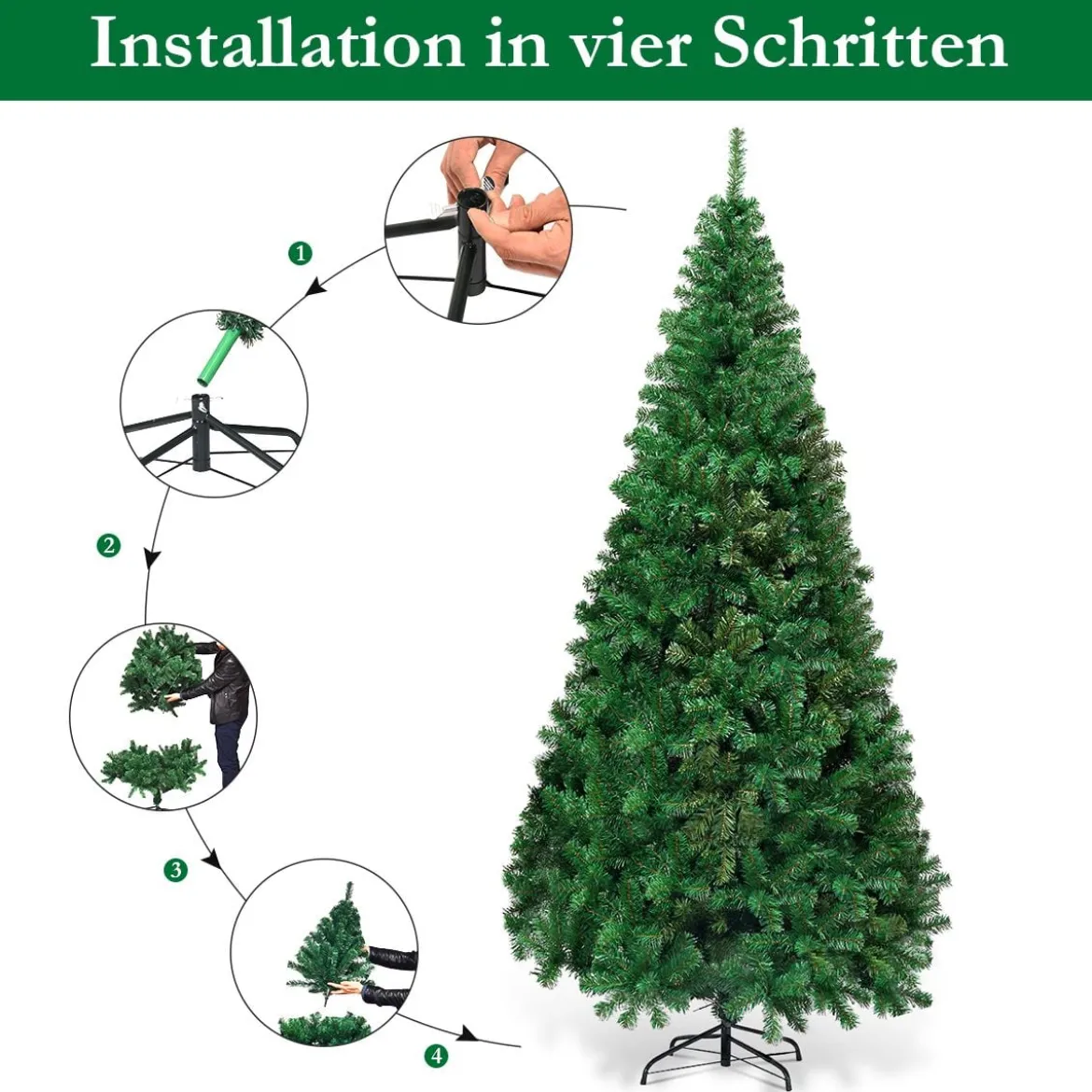 Weihnachtsbaum Künstlicher Tannenbaum Christbaum mit Metallständer 150-240 cm Grün