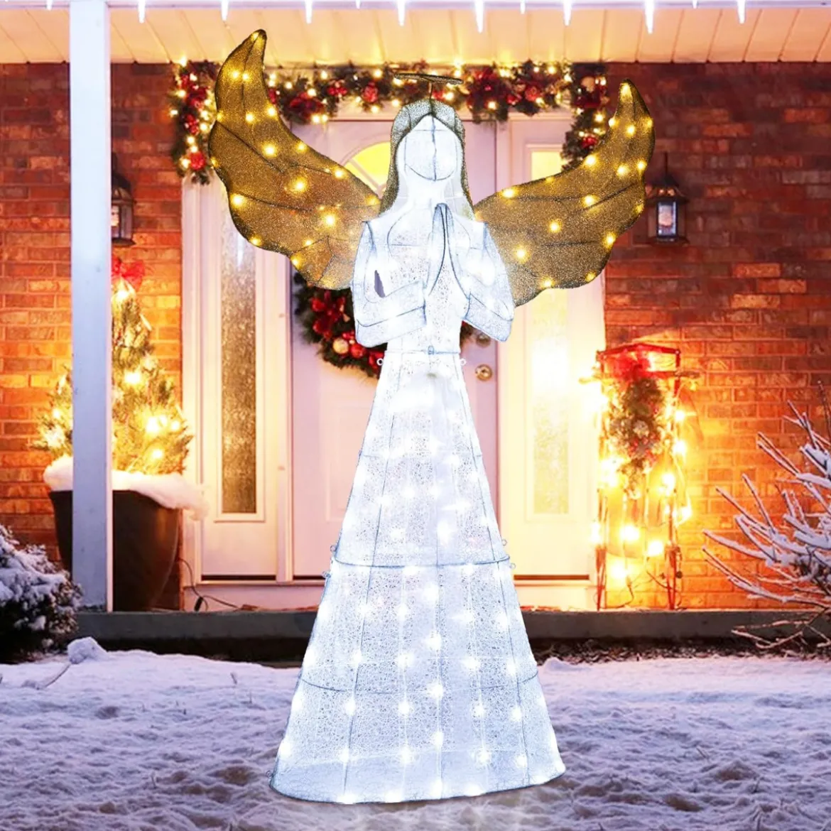 Weihnachtsengel beleuchtet groß Weihnachtsdeko mit 150 LED-Lichtern