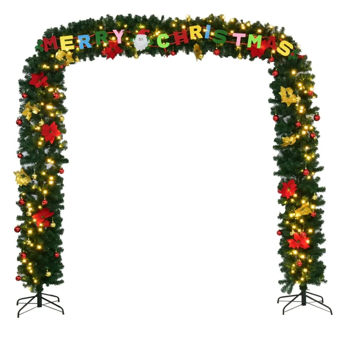 Weihnachtsgirlande Türgirlande Tannengirlande Weihnachtsdeko mit Gestell 274x243cm