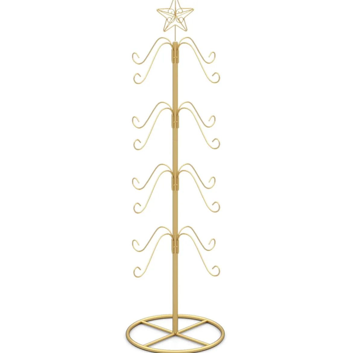 Weihnachtsstrumpfhalter Displaybaum mit 16 Haken & Sternspitze Ornament-Hängegestell Metallständer Golden