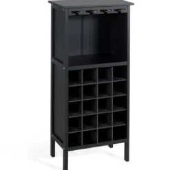 Weinregal aus Holz Flaschenregal Weinständer Holzregal Weinschrank Kolonialstil Schwarz