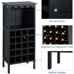 Weinregal aus Holz Flaschenregal Weinständer Holzregal Weinschrank Kolonialstil Schwarz