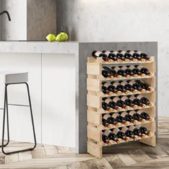 Weinregal 36 Flaschen Große Kapazität Weinregal Hölzerner Wein Aufbewahrungsständer 63 x 28 x 85 cm