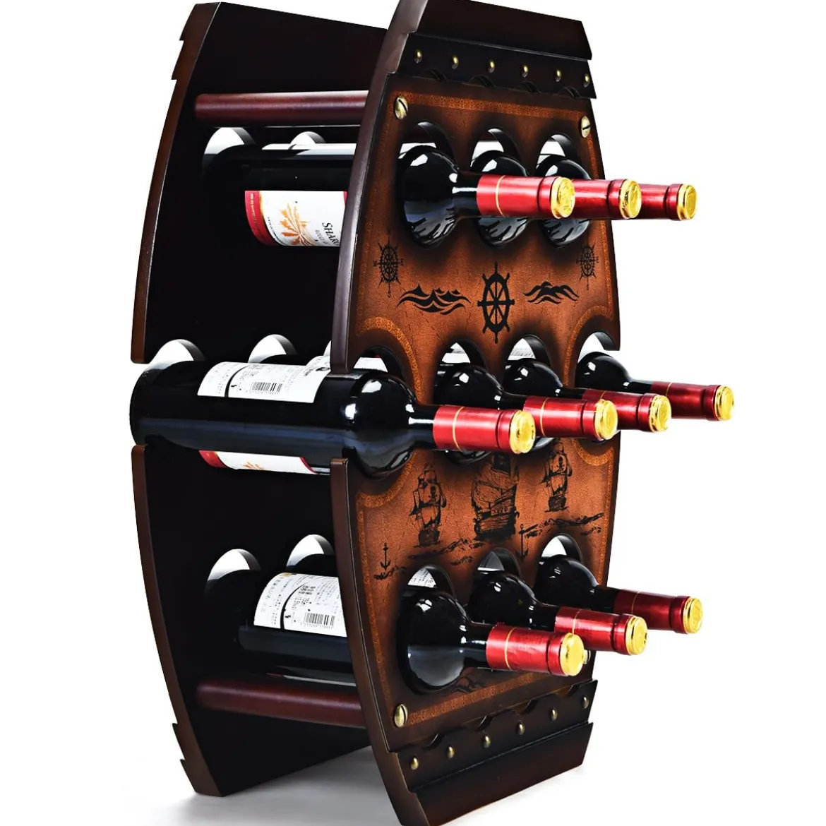 Weinregal 10 Flaschen Weinlagerregal Freistehendes Flaschenregal Braun 45 x 20 x 59 cm