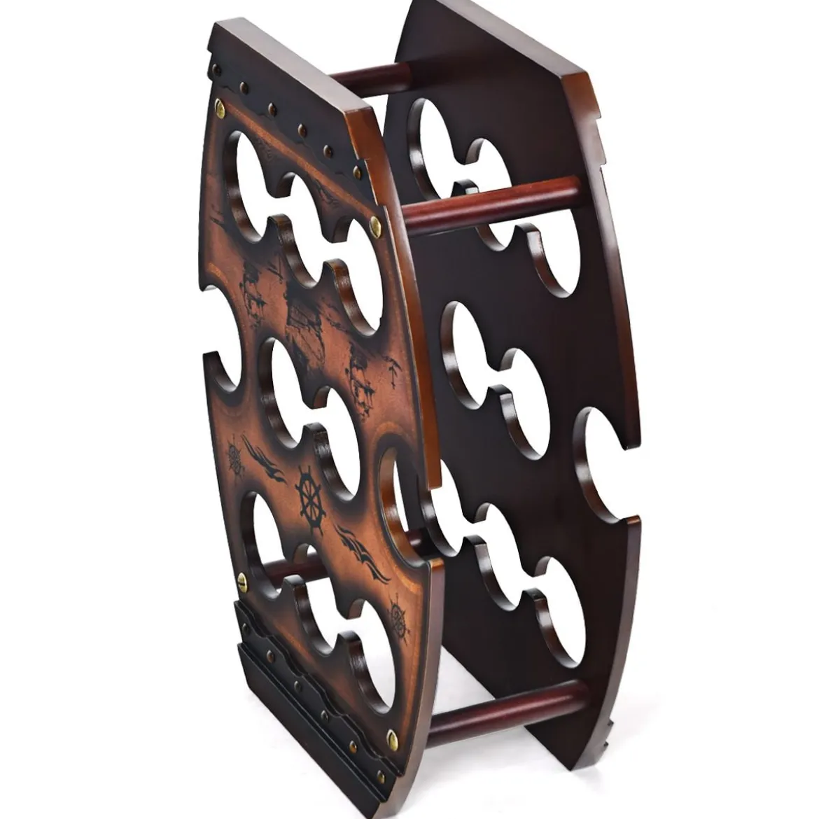 Weinregal 10 Flaschen Weinlagerregal Freistehendes Flaschenregal Braun 45 x 20 x 59 cm
