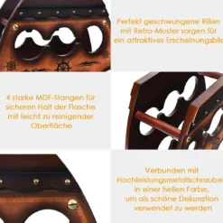 Weinregal 10 Flaschen Weinlagerregal Freistehendes Flaschenregal Braun 45 x 20 x 59 cm