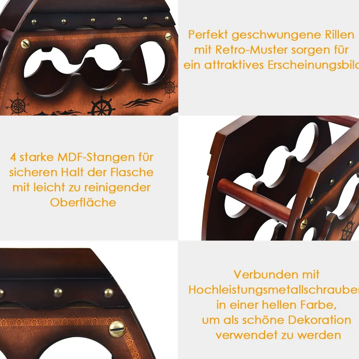 Weinregal 10 Flaschen Weinlagerregal Freistehendes Flaschenregal Braun 45 x 20 x 59 cm