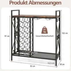 Weinregal für 21 Flaschen mit Glashalter & Tischplatte Freistehender Flaschenregal