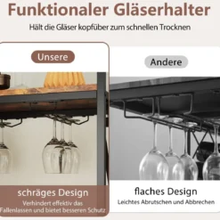 Weinregal für 21 Flaschen mit Glashalter & Tischplatte Freistehender Flaschenregal