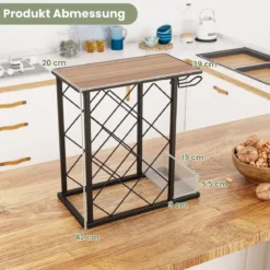 Weinregal für 8 Weinflaschen mit Aufbewahrungsbox & Tischplatte Glashalter Weinständer