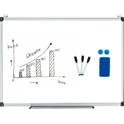Weißwandtafel mit Abnehmbarer Stiftablage Aluminiumrahmen Magnetisches Whiteboard 50 x 35 cm Weiß